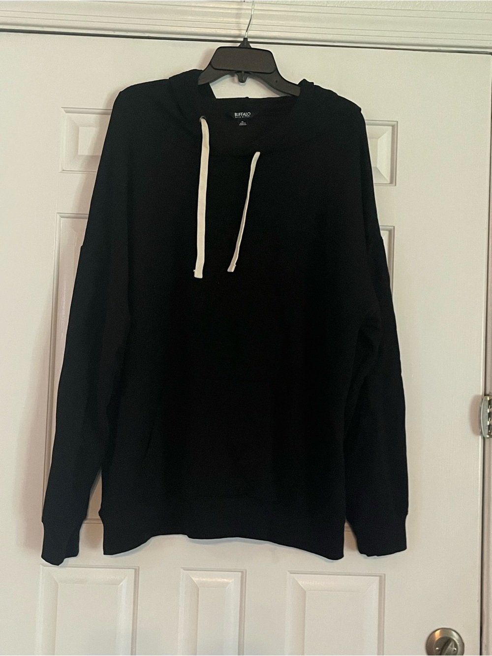 Buffalo David Bitton Black Hoodie with White Drawstrings